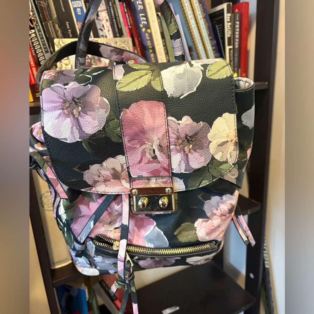 Floral Backpack with Gold Accents